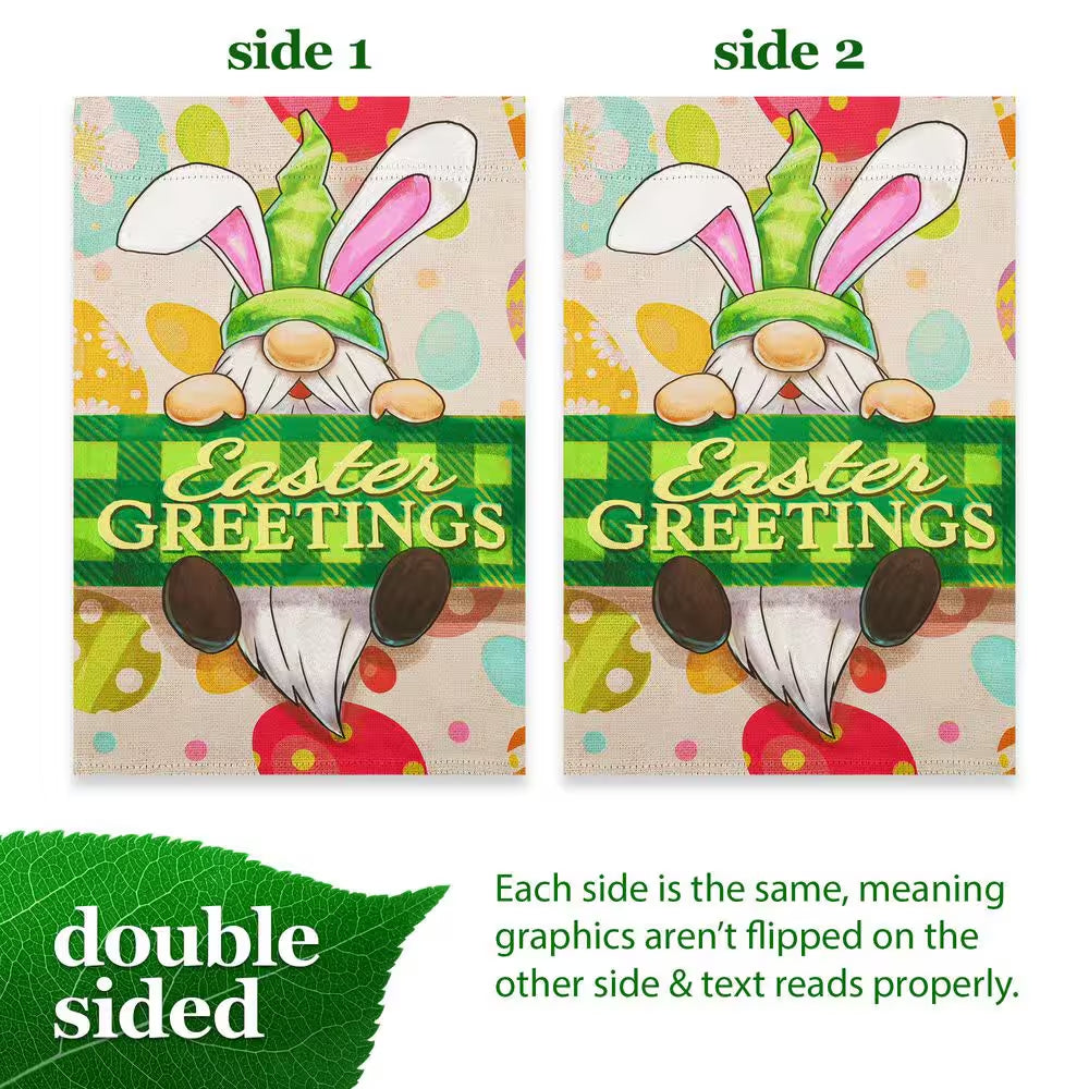 1 Ft. X 1.5 Ft. Polyester Happy Easter Gnome Greetings Printed 2-Sided Garden Flag Printed