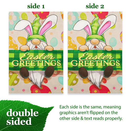 1 Ft. X 1.5 Ft. Polyester Happy Easter Gnome Greetings Printed 2-Sided Garden Flag Printed