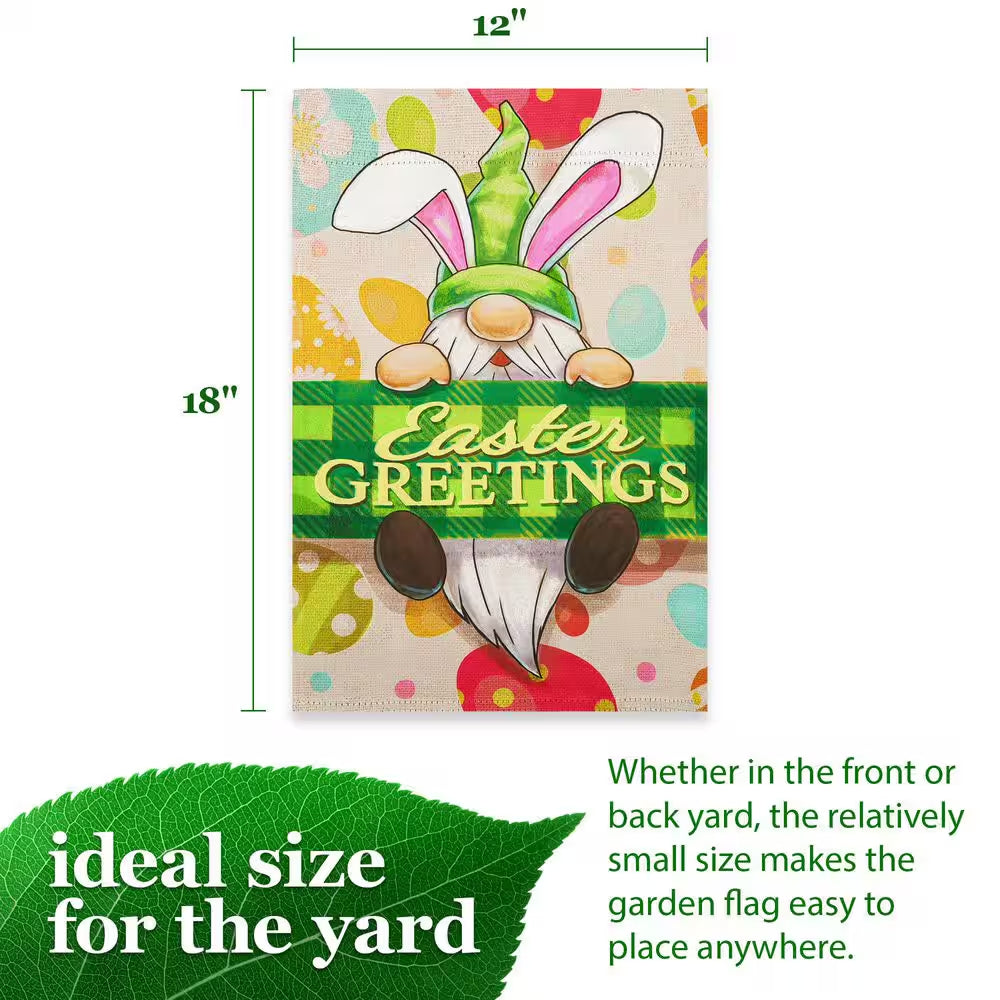 1 Ft. X 1.5 Ft. Polyester Happy Easter Gnome Greetings Printed 2-Sided Garden Flag Printed