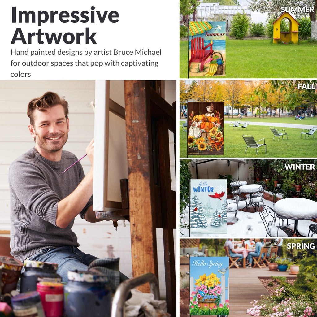 Garden Flags (Set of 10) 12X18 Inch Double Sided Yard Flags Seasons Holidays