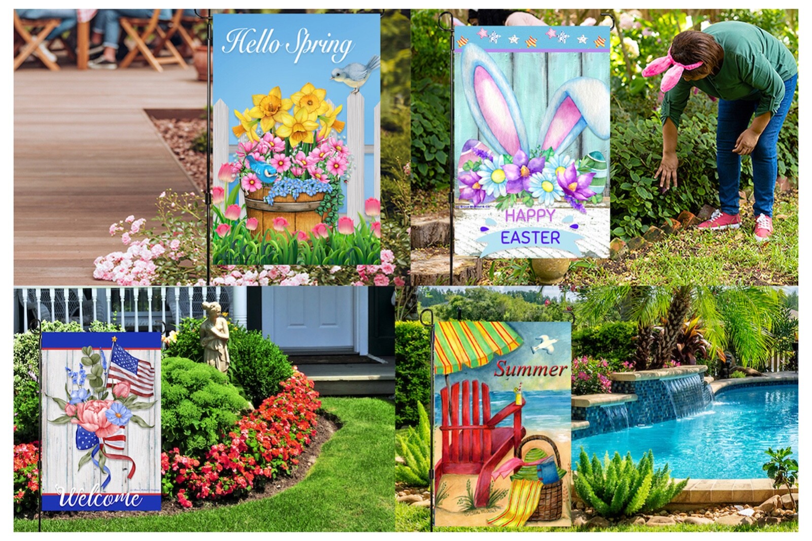 Garden Flags (Set of 10) 12X18 Inch Double Sided Yard Flags Seasons Holidays